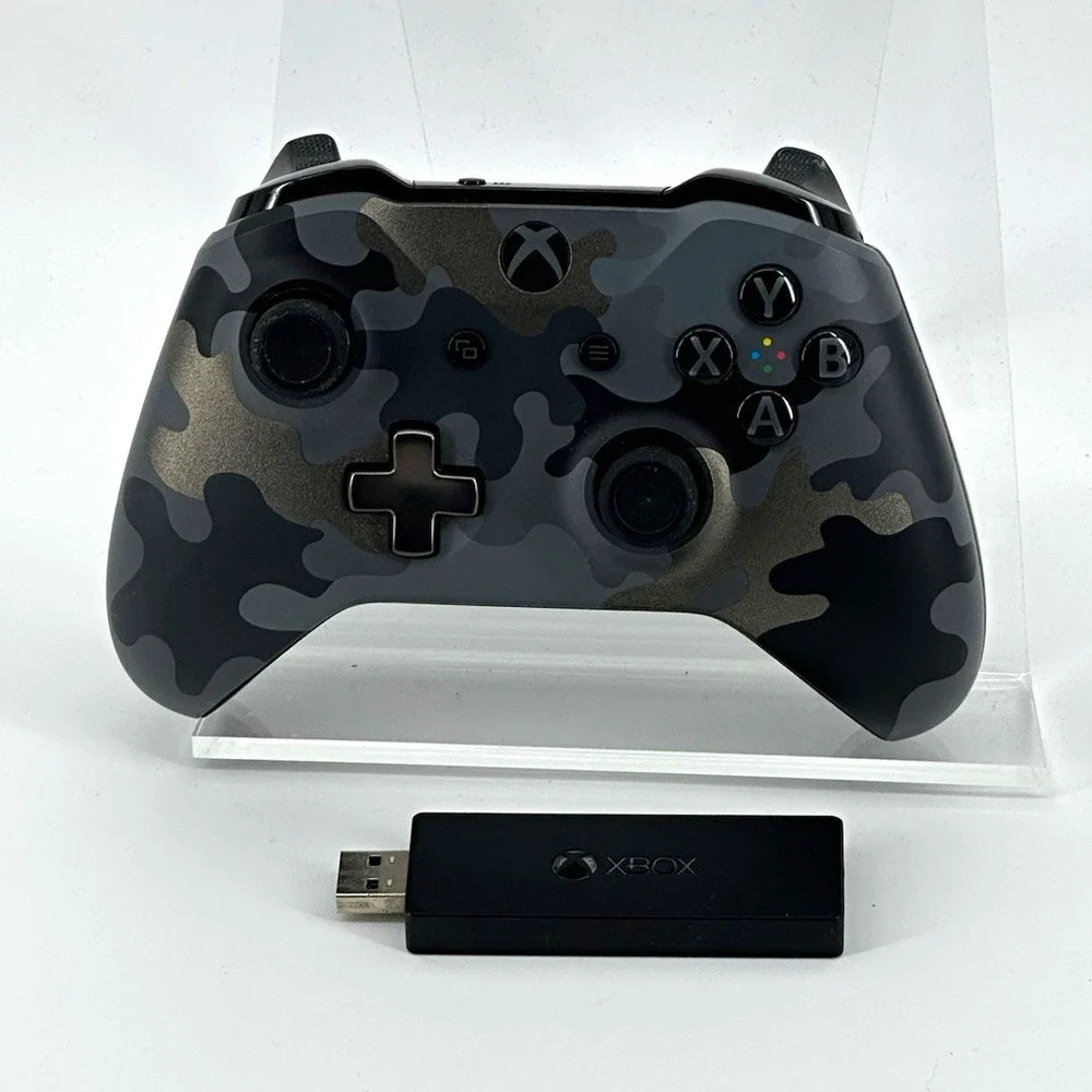 Microsoft Xbox One Wireless Controller Black Gray Camo + USB Adapter Xbox/PC